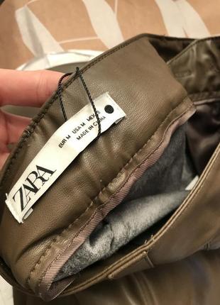 Zara шикарные кожзам брюки  штаны прямые палаццо2 фото