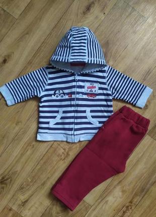 Кофта худи в полоску george + штаны (комплект) мальчику 3-6 месяцев
