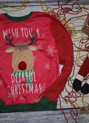 S/м фірмовий світшот светр батник з новорічним принтом нг