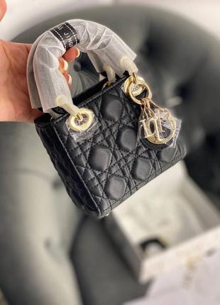 Шикарна шкіряна сумочка в стилі dior lady micro5 фото