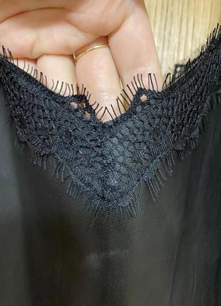 Новое чёрное прямое платье на тонких бретелях из эко кожи 50-52 р reserved2 фото