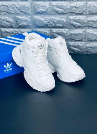 Зимние кроссовки адидас adidas классические белые женские на меху адидас5 фото