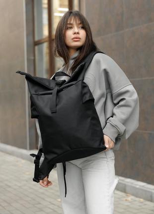 Жіночий рюкзак ролл sambag rolltop kzn чорний тканевий3 фото