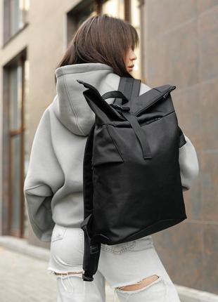 Женский рюкзак ролл sambag rolltop kzn черный тканый