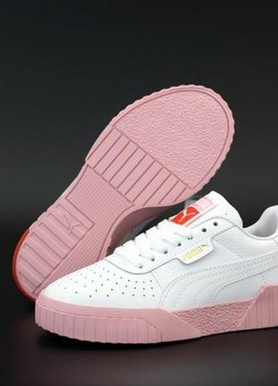 Женские кеды пума, белые весна-лето-осень кроссовки puma cali white pink, кросівки пума калі жіночі