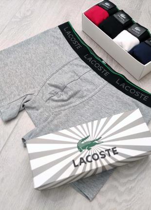 Набір чоловічих трусів 3-5 шт. боксерів lacoste в коробці. повномірна  модель. преміум якість2 фото