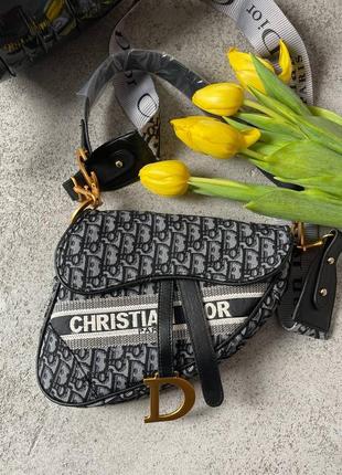 Распродажа!! женские сумки christian dior saddle silver monogram