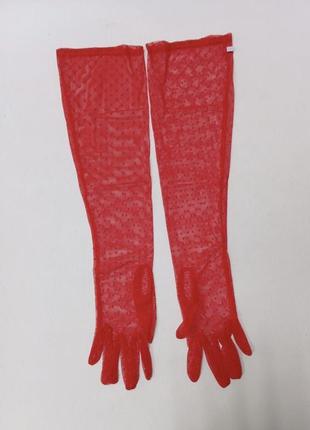 Красные перчатки в сеточку savage rihanna