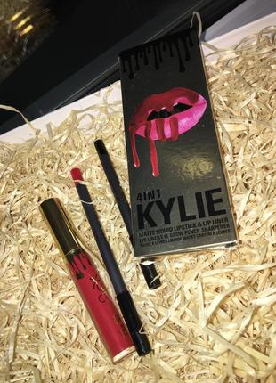 Kylie помада матовая блеск 4в1 карандаш