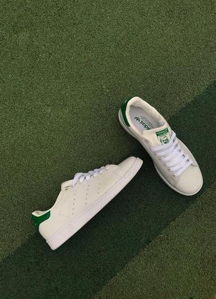 Кожаные кроссовки adidas stan smith в белом цвете (весна-лето-осень)😍2 фото