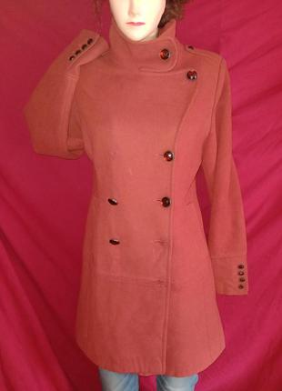 Carlot cop брендовое пальтишко  пальто шерстяное шерсть теплое морковного цвета wool1 фото