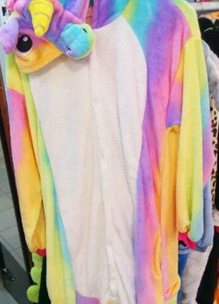 Пижама кигуруми радужный единорог для детей и взрослых. кегуруми слип кенгуруми кингуруми комбинезо4 фото