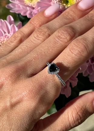 Срібна каблучка «чорне серце»
