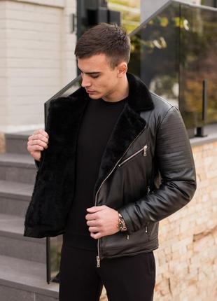 Куртка pobedov winter jacket v6 black, черная кожаная куртка5 фото