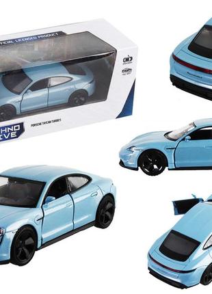 Автомодель techno drive porsche taycan turbo s синий, 250335