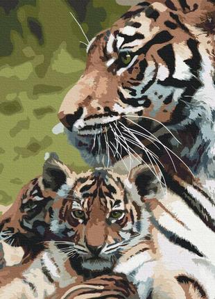 Картина по номерам brushme семья тигров 40*50, bs52792