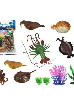 Игровой набор фигурок животных морские обитатели, декорации, 303-196