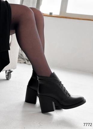 Класичні чорні ботильйони зимові,шкіряні/натуральна шкіра-жіноче взуття на зиму3 фото