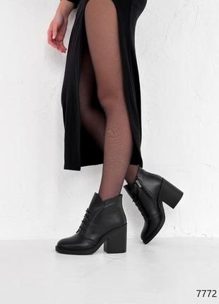 Класичні чорні ботильйони зимові,шкіряні/натуральна шкіра-жіноче взуття на зиму8 фото