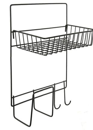 Полка настенная 2 яруса, 2 крючка 25*14*34см, td01345