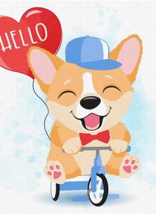 Картина по номерам 7+ "веселый корги", 30*30см, идейка, кно6095