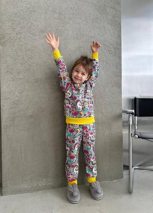 Пижамка пижама для девочки и мальчика детская качественная теплая из натуральной ткани хлопковая с мики маусом единорогом миньонами7 фото