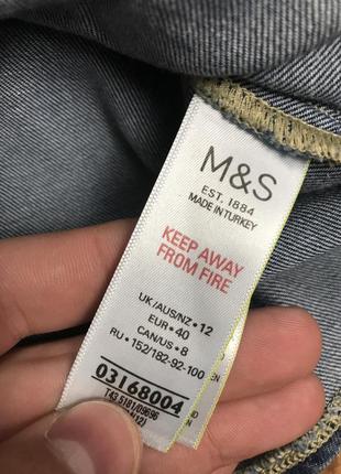 Женская хлопковая джинсовая рубашка marks&spencer (маркс и спенсер лрр идеал оригинал синяя)3 фото