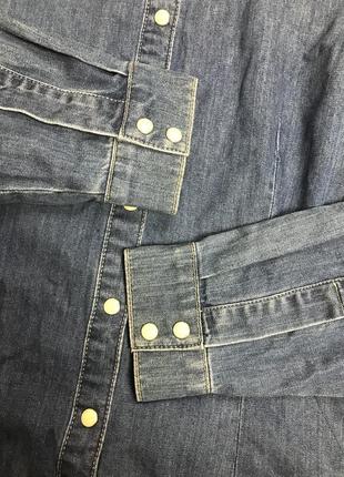 Женская хлопковая джинсовая рубашка marks&spencer (маркс и спенсер лрр идеал оригинал синяя)5 фото