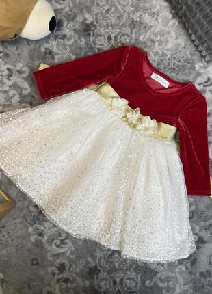 😍 святкова сукня bonnie jean сша 9-12-18 74-80-86 червона біла пишна на новий рік різдво фотосесію family look фемілі лук