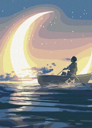 Картина за номерами "зачарований місяцем з фарбами металік" 50х50см