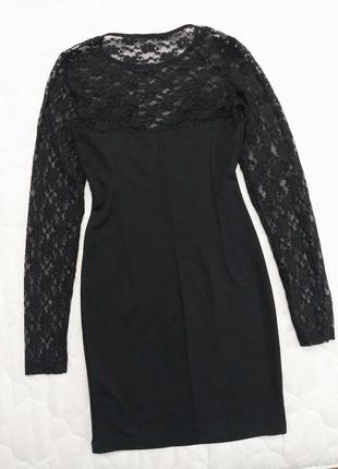 Чорна сукня футляр ажурні рукава, перед та спина, s (44), gina tricot4 фото