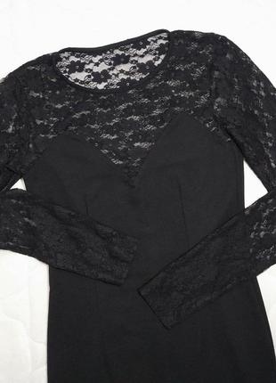 Чорна сукня футляр ажурні рукава, перед та спина, s (44), gina tricot2 фото