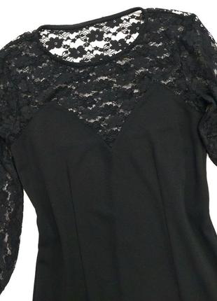 Чорна сукня футляр ажурні рукава, перед та спина, s (44), gina tricot3 фото