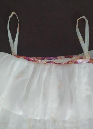 Літній сарафан біле плаття з квітковим візерунком і мереживний підкладкою дешево вінтаж