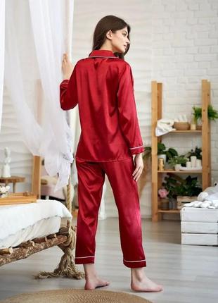 9100 піжама атласна класик classic піжама шовкова жіноча , рубашка для сну, нічна рубашка4 фото