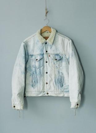 Levis trucker jacket sherpa левіс левайс чоловіча куртка утеплена овчиною на овчині джинсівка джинсова distressed y2k vintage вінтажна м1 фото