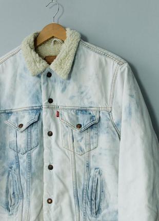 Levis trucker jacket sherpa левіс левайс чоловіча куртка утеплена овчиною на овчині джинсівка джинсова distressed y2k vintage вінтажна м3 фото