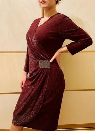 Бордовое вечернее платье с декором выпускное новое с биркой3 фото