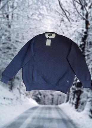 Хлопковый свитер джемпер fynch-hatton оригинальный синий1 фото