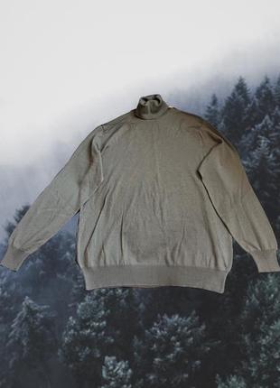 Вовняний светр з горлом гольф atwardson woolmark italy оригінальний хакі