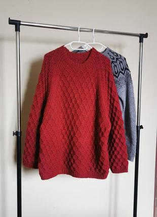 Шерстяной свитер, красный1 фото