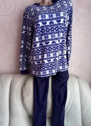 Теплый флисовый домашний костюм с леггинсами, лосинами, пижама1 фото