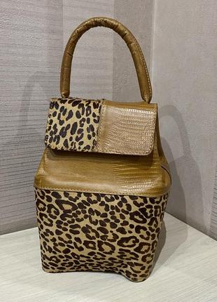 Шкіряна сумка bi із шкіри і хутро гепарда1 фото