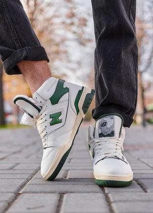 New balance 650 high white green fur3 фото