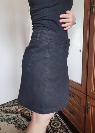 Юбка женская черная джинсовая короткая4 фото