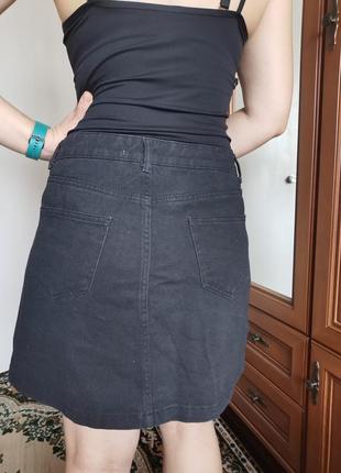 Юбка женская черная джинсовая короткая5 фото