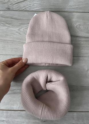 Комплекти рубчик шапка хомут зима на флісі  від 2 р до дорослого