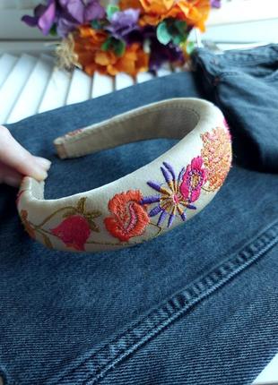 Винтажный обруч ободок вишивка цветы украинский венок1 фото