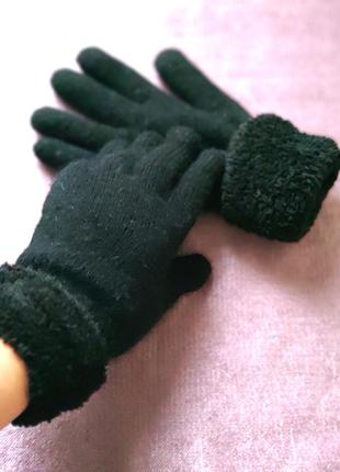 Теплі, в'язані жіночі рукавички, перчатки довгі з подвійної тканини.3 фото
