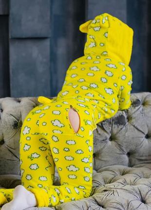 Пижама с карманом на попе желтая пожама / женский комбинезон / кигуруми3 фото